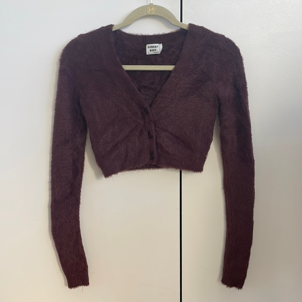 Fuzzy cropped cardigan